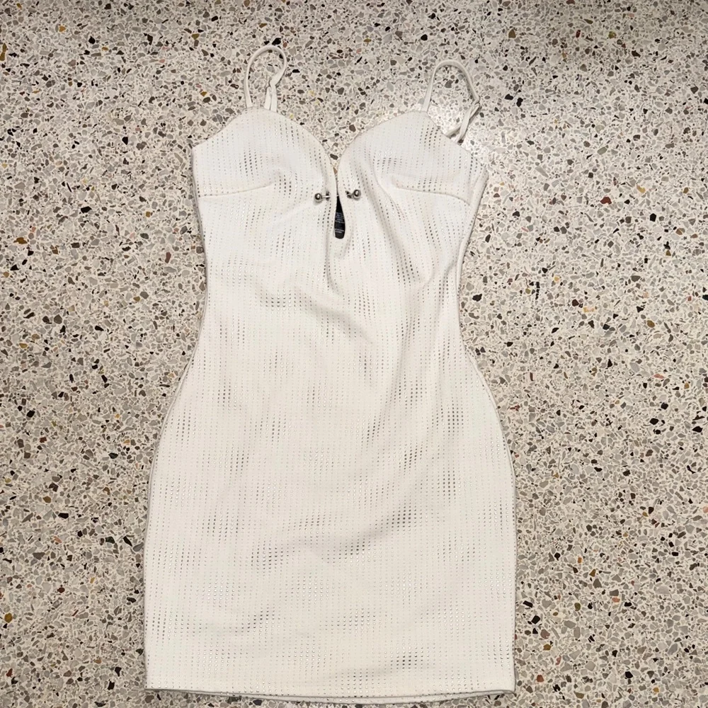 Hours XXS white silver bandage dress sexy mini revolve